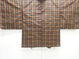 未使用品　格子織出し米沢紬羽織
